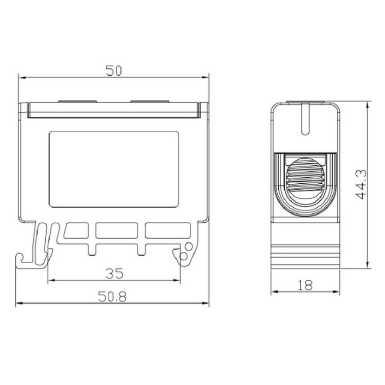 Listwa zaciskowa Cu 2.5-50mm2, Al 6-50mm2 w korpusie  żółto-zielona wymiary