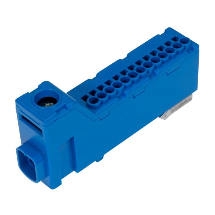 Listwa zaciskowa LZB bezgwintowa 14-torowa 63A niebieska Pawbol E.4136N