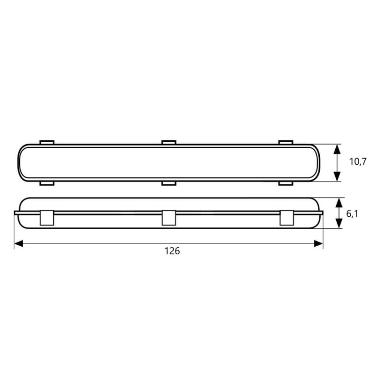 Oprawa hermetyczna L60cm + 2x tuba LED 18W 4000K 1800lm IP65 Ecolight wymiary
