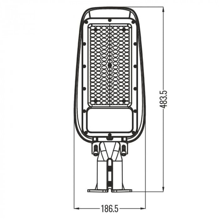 Oprawa uliczna LED PREMIUM 100W 6500K 13000lm IP65 szara Ecolight EC20406 wymiary