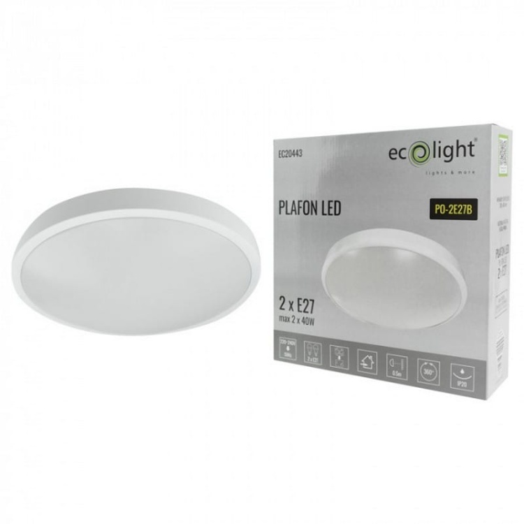 Plafoniera 2xE27 okrągła Ø310mm biała IP20 Ecolight EC20443 główne