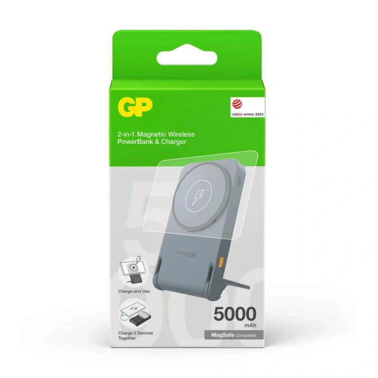 Powerbank Q05B z funkcją ładowania indukcyjnego 5000mAh 20W czarny GP opakowanie