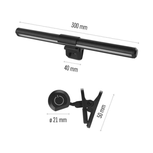 Lampka biurkowa LED MIA 5,6W CCT 150lm czarna IP20 EMOS wymiary