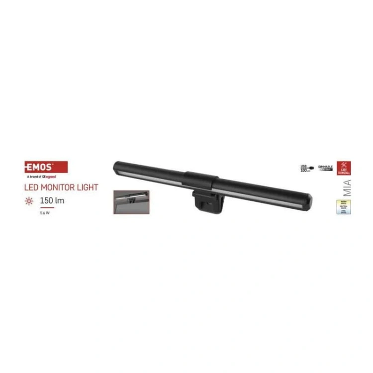 Lampka biurkowa LED MIA 5,6W CCT 150lm czarna IP20 EMOS opakowanie przód