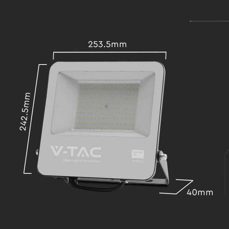 Naświetlacz LED FLOODLIGHT 200W 22960lm 4000K czarny IP65 VT-44201 wymiary