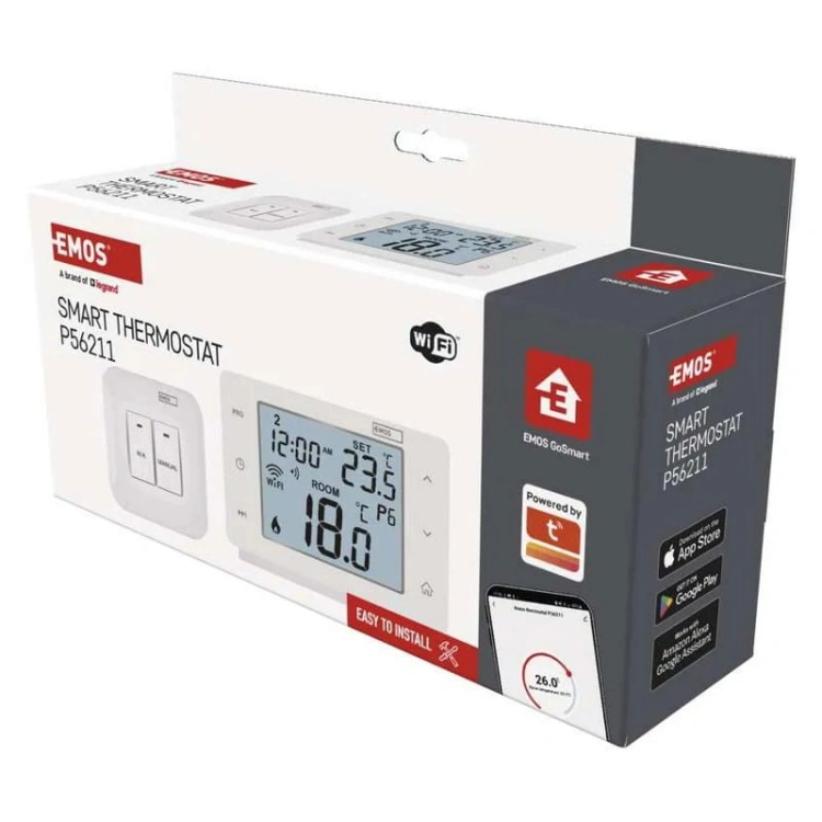Inteligentny termostat pokojowy bezprzewodowy GoSmart z WiFi EMOS P56211 opakowanie