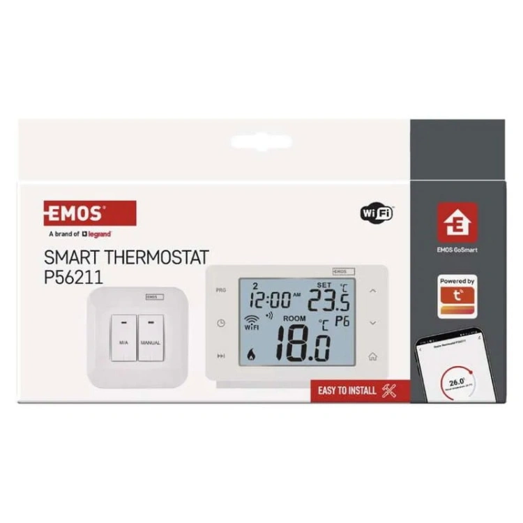 Inteligentny termostat pokojowy bezprzewodowy GoSmart z WiFi EMOS P56211 opakowanie front