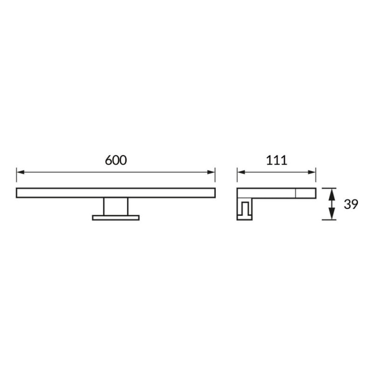 Kinkiet ROXANA LED czarny 60cm 13W 790lm b.neutralny IP44 STRÜHM wymiary