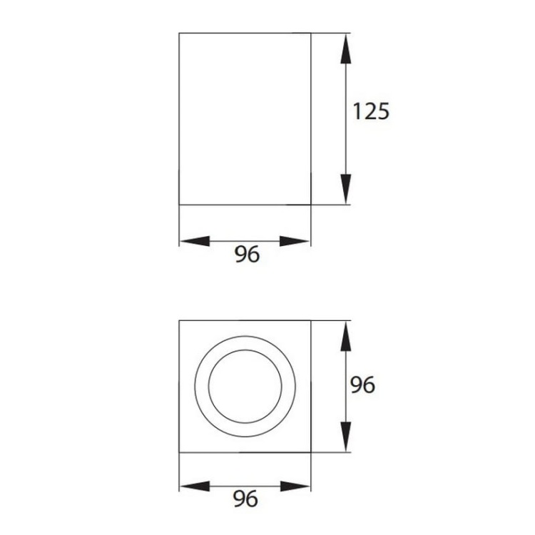 Oprawa natynkowa ORTAL 50W GU10 regulowana czarna kwadrat BEMKO wymiary