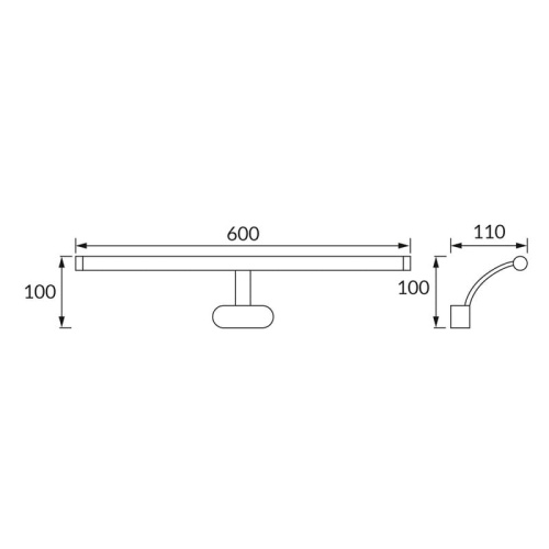 Kinkiet BRIDA LED czarna 60cm 8W 950lm b.neutralny IP44 STRÜHM wymiary