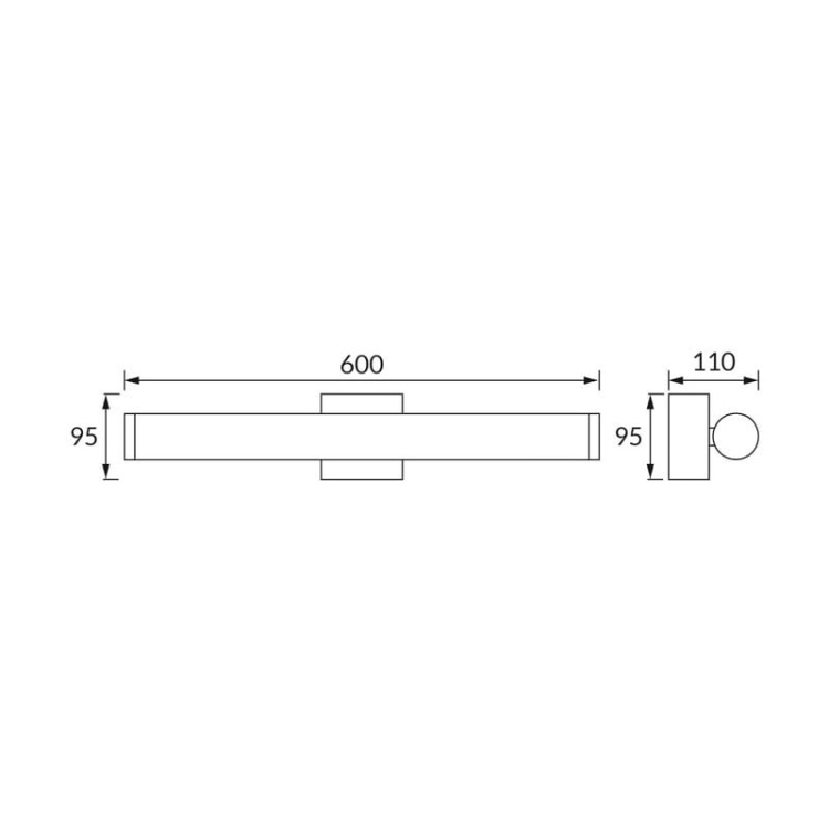 Kinkiet TORIN LED chrom 60cm 15W 1720lm b.neutralny IP44 STRÜHM wymiary