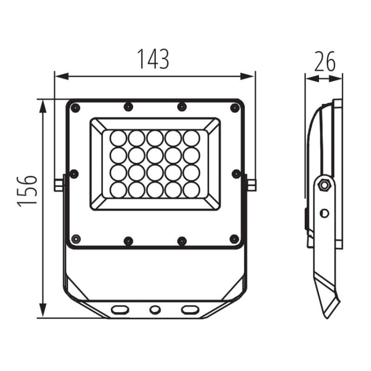 Naświetlacz LED ACETE 20W CCT 2160lm IP65 szary Kanlux 38491 wymiary