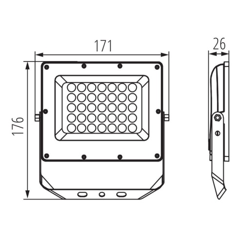 Naświetlacz LED ACETE 30W CCT 3240lm IP65 szary Kanlux 38492 wymiary