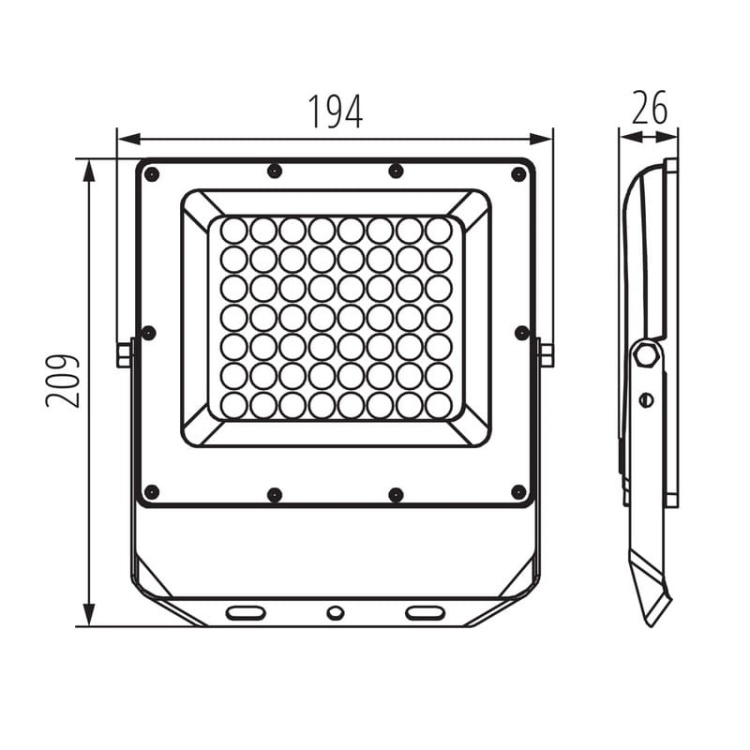 Naświetlacz LED ACETE 50W CCT 5400lm IP65 szary Kanlux 38493 wymiary