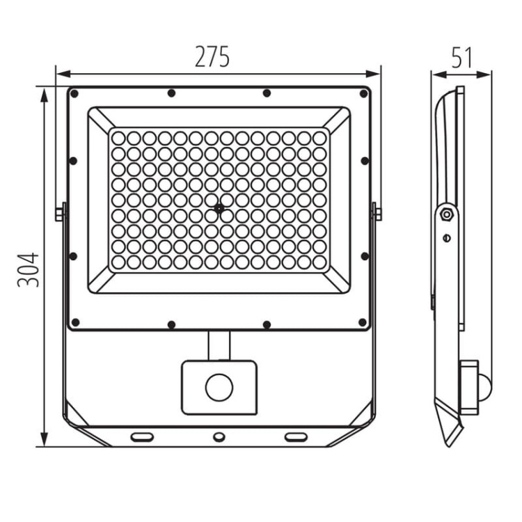 Naświetlacz LED ACETE SE 100W CCT 10800lm z czujnikiem ruchu IP44 szary Kanlux 38499 wymiary