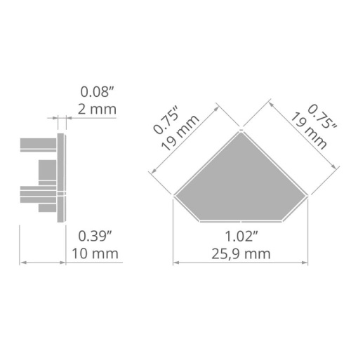 Zaślepka 45-PLUS C20007C10 biała KLUŚ wymiary