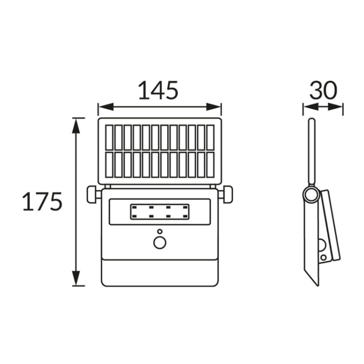 Naświetlacz solarny LED SANTOR z czujnikiem ruchu 2W 6500K 200lm 2500mAh IP65 STRÜHM wymiary