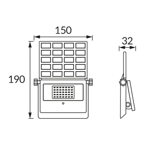 Naświetlacz solarny LED SANTOR z czujnikiem ruchu 10W 6500K 1100lm 2500mAh IP65 STRÜHM wymiary