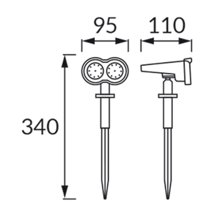 Oprawa dogruntowa DUAL LED 0,8W 6500K 80lm 1200 mAh IP44 STRÜHM wymiary