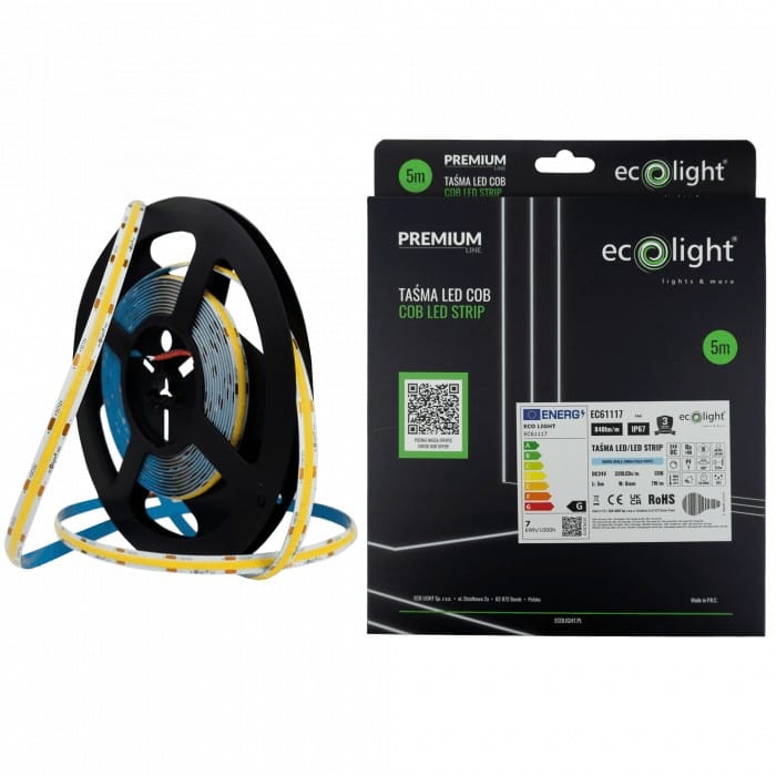 Taśma LED COB 24V 320 35W 6000K 840lm IP67 5m Ecolight główne
