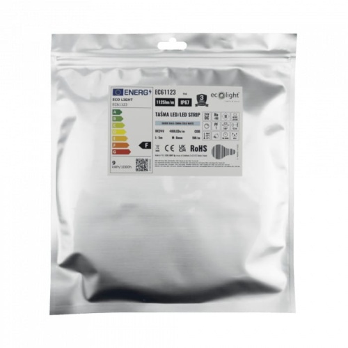 Taśma LED COB barwa zimna 12V 45W 1125lm 480 IP67 5m PREMIUM zapakowane