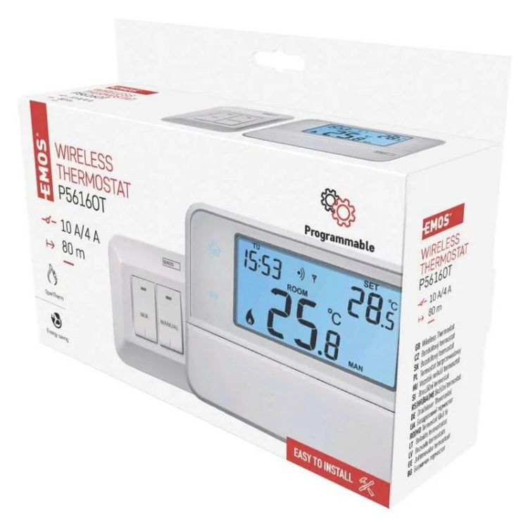 Programowalny termostat pokojowy bezprzewodowy z OpenTherm EMOS P5616OT opakowanie