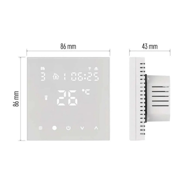 Inteligentny termostat pokojowy do ogrzewania podłogowego przewodowy GoSmart z WiFi EMOS P56201UF wymiary