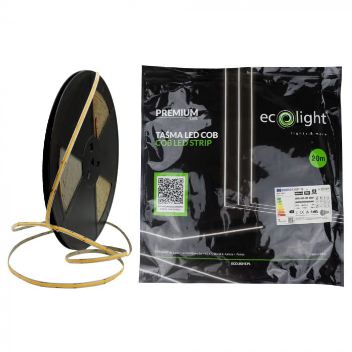 Taśma LED COB biała neutralna 12V 180W 20700lm IP67 20m PREMIUM główne