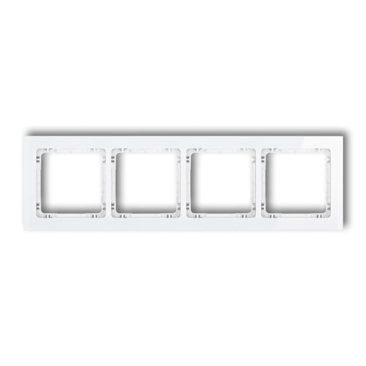 Ramka uniwersalna z efektem szkła, poczwórna, biała z wypełnieniem białym