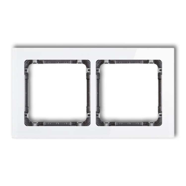 Ramka uniwersalna z efektem szkła, podwójna, biała z wypełnieniem grafitowym