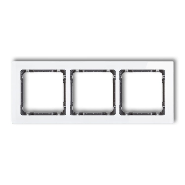 Ramka uniwersalna z efektem szkła, potrójna, biała z wypełnieniem grafitowym