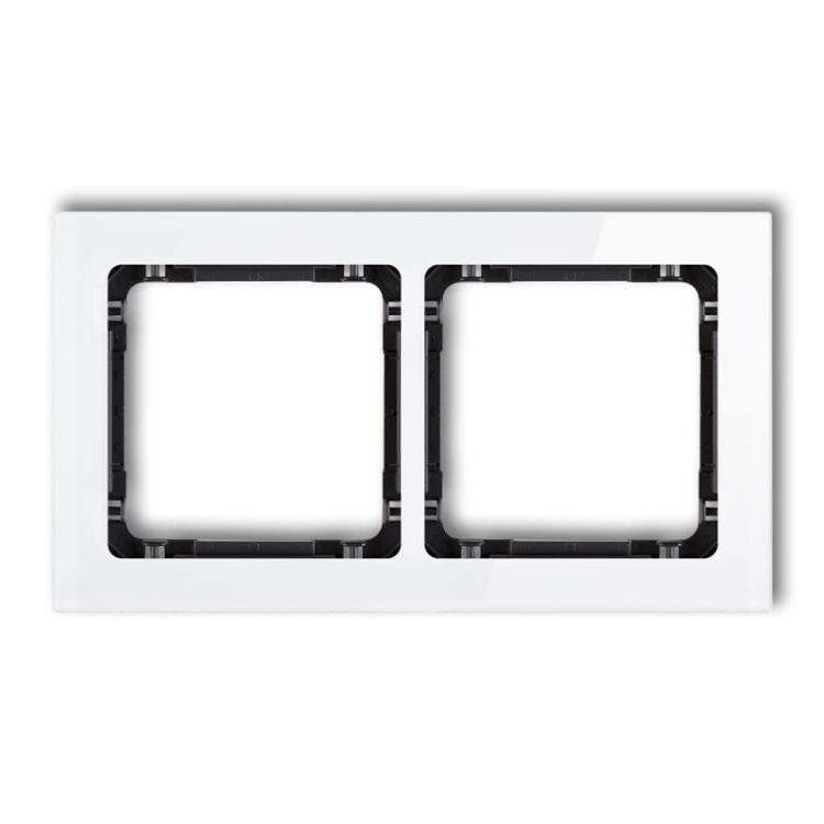Ramka uniwersalna z efektem szkła, podwójna, biała z wypełnieniem czarnym