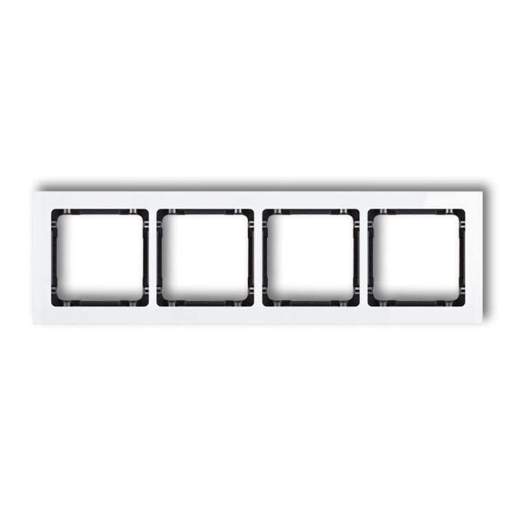 Ramka uniwersalna z efektem szkła, poczwórna, biała z wypełnieniem czarnym