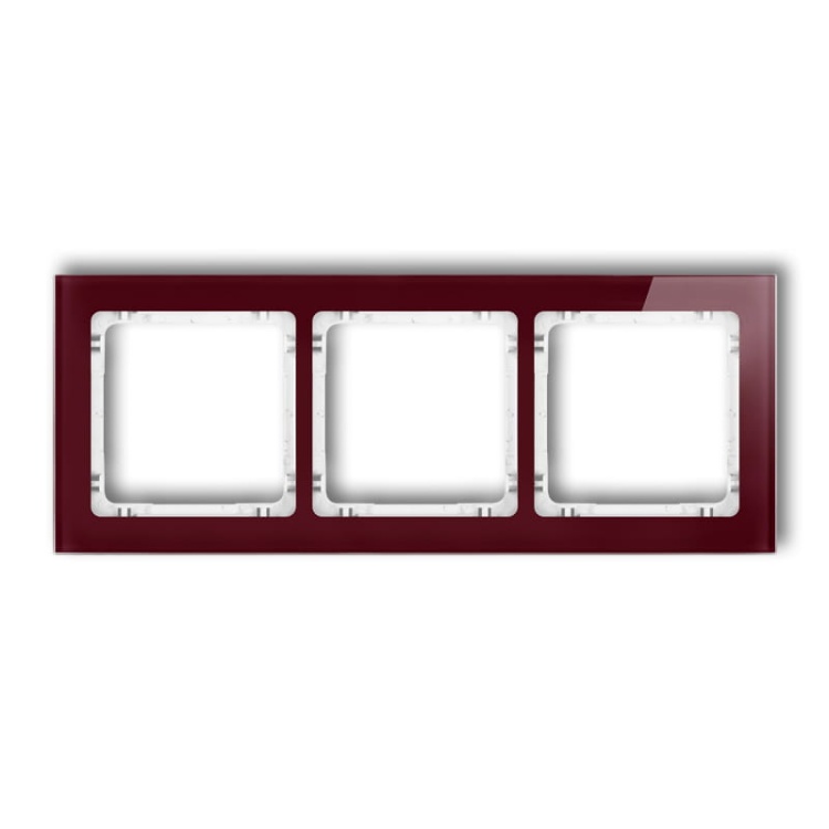 Ramka uniwersalna z efektem szkła, potrójna, bordowa z wypełnieniem białym