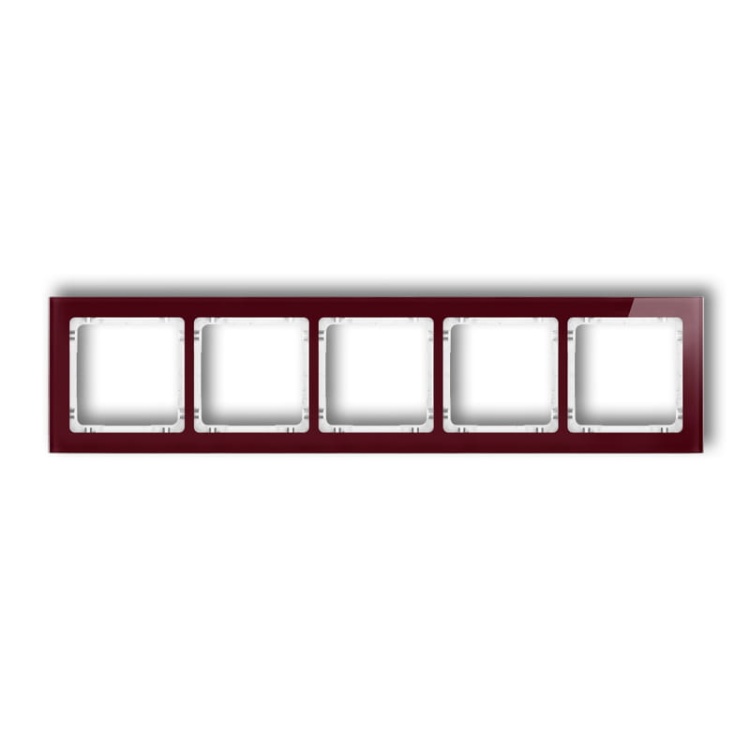 Ramka uniwersalna z efektem szkła, pięciokrotna, bordowa z wypełnieniem białym
