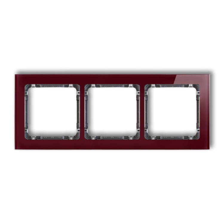 Ramka uniwersalna z efektem szkła, potrójna, bordowa z wypełnieniem grafitowym