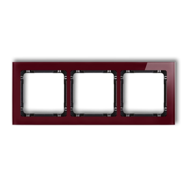 Ramka uniwersalna z efektem szkła, potrójna, bordowa z wypełnieniem czarnym