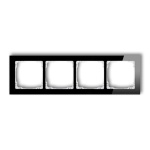 Ramka uniwersalna z efektem szkła, poczwórna, czarna z wypełnieniem białym