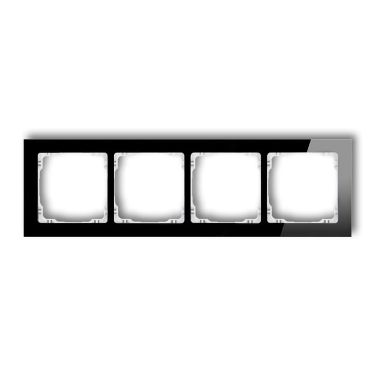 Ramka uniwersalna z efektem szkła, poczwórna, czarna z wypełnieniem białym