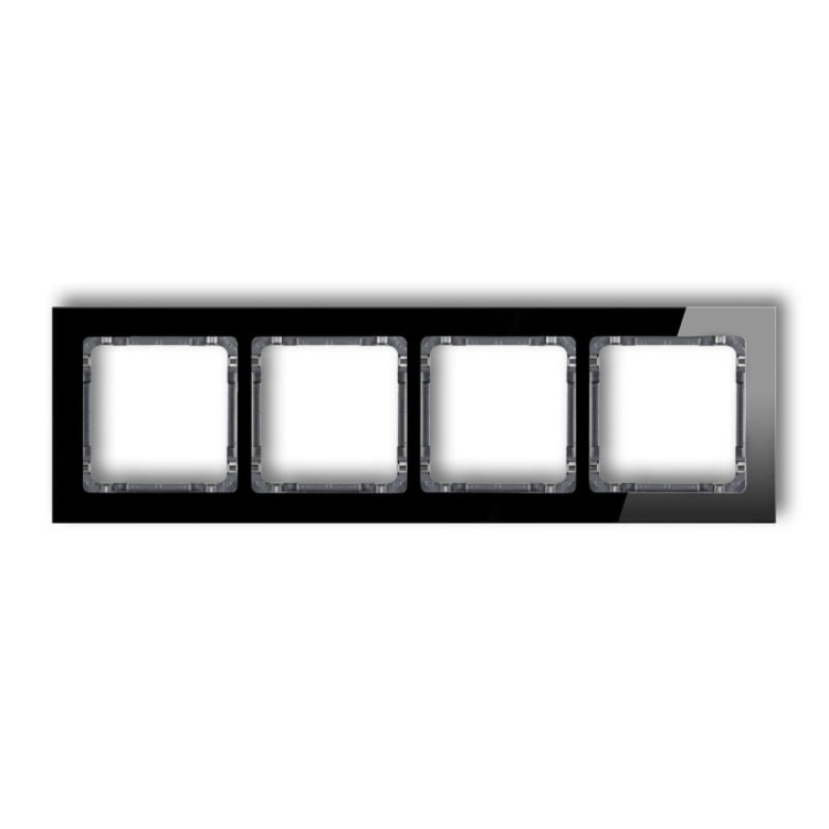 Ramka uniwersalna z efektem szkła, poczwórna, czarna z wypełnieniem grafitowym