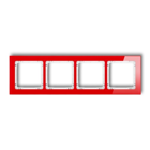 Ramka uniwersalna z efektem szkła, poczwórna, czerwona z wypełnieniem białym