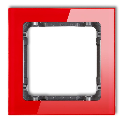 Ramka uniwersalna z efektem szkła, pojedyncza, czerwona z wypełnieniem grafitowym