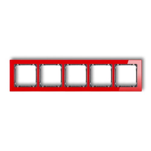 Ramka uniwersalna z efektem szkła, pięciokrotna, czerwona z wypełnieniem grafitowym