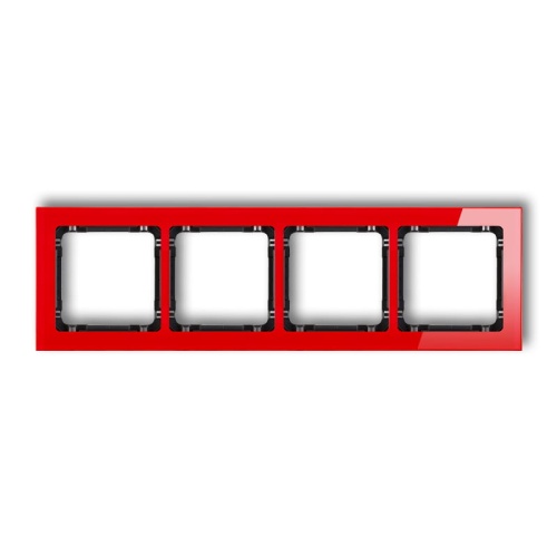 Ramka uniwersalna z efektem szkła, poczwórna, czerwona z wypełnieniem czarnym