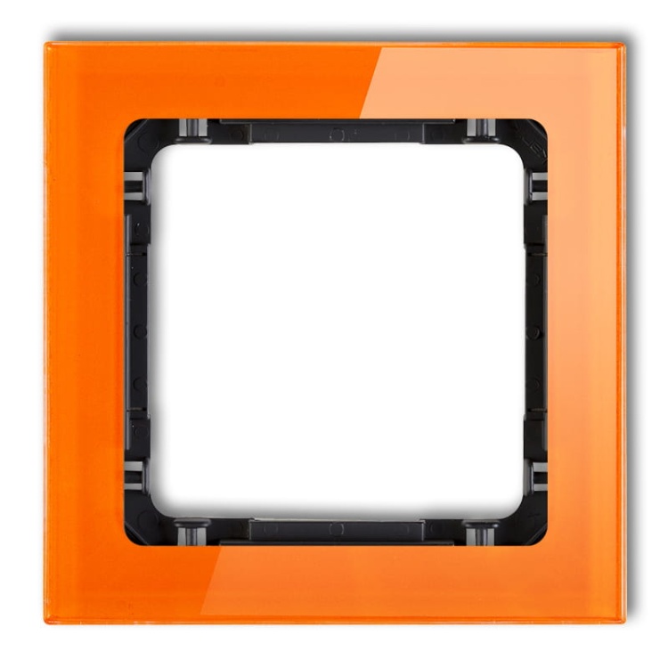 Ramka uniwersalna z efektem szkła, pojedyncza, pomarańczowa z wypełnieniem czarnym