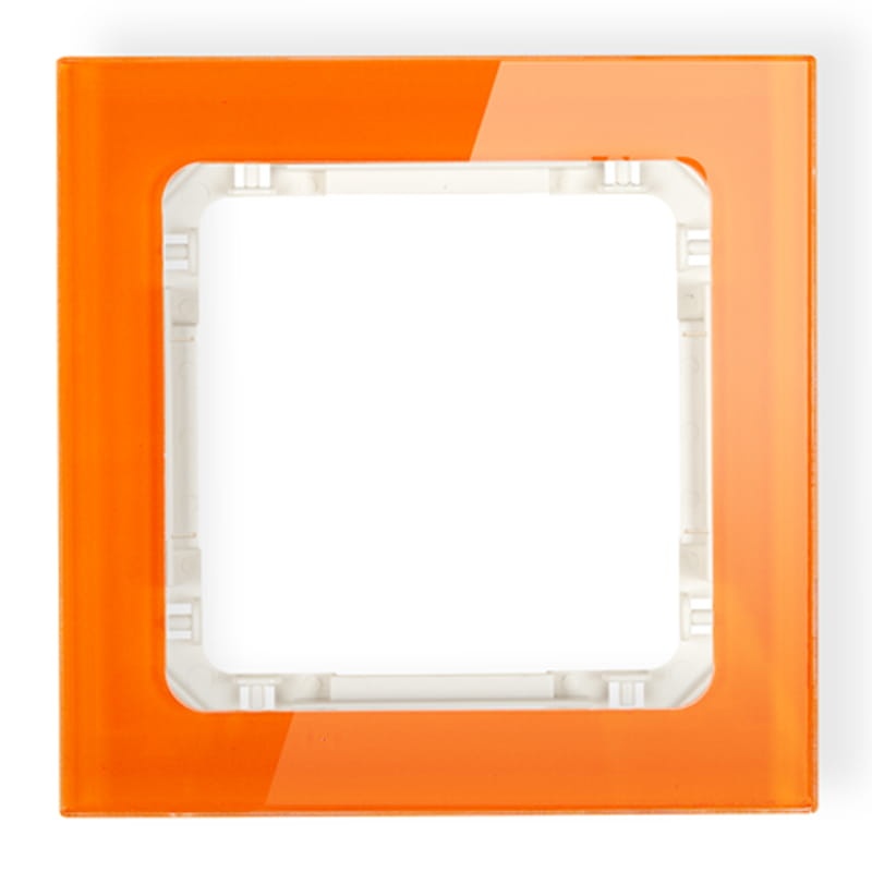 Ramka uniwersalna z efektem szkła, pojedyncza, pomarańczowa z wypełnieniem beżowym