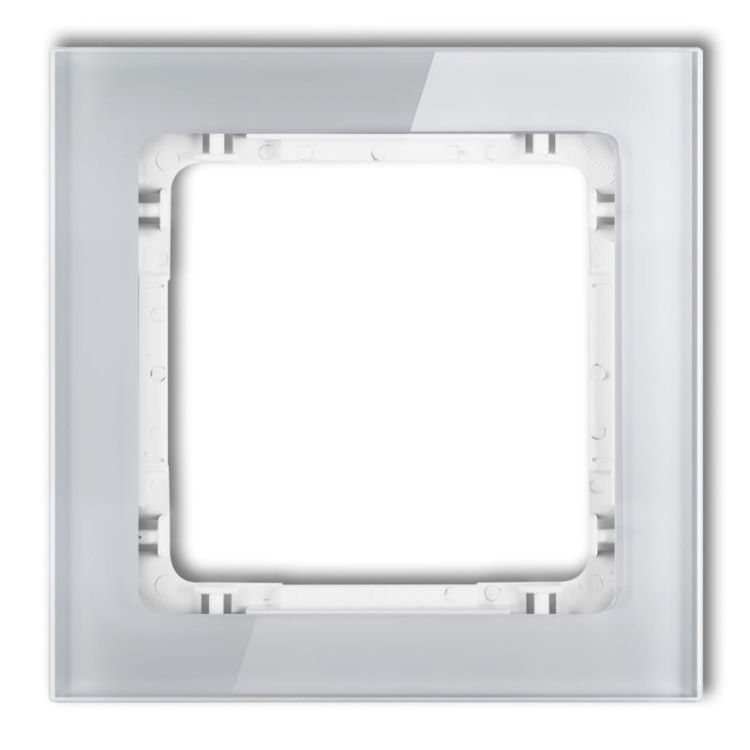 Ramka uniwersalna z efektem szkła, pojedyncza, szara z wypełnieniem białym