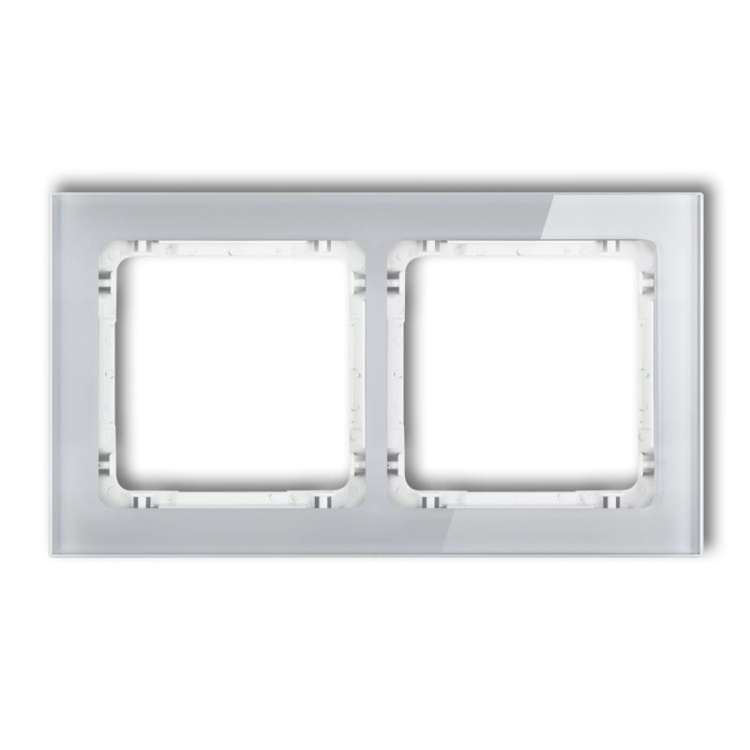 Ramka uniwersalna z efektem szkła, podwójna, szara z wypełnieniem białym