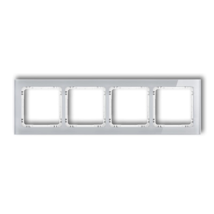 Ramka uniwersalna z efektem szkła, poczwórna, szara z wypełnieniem białym