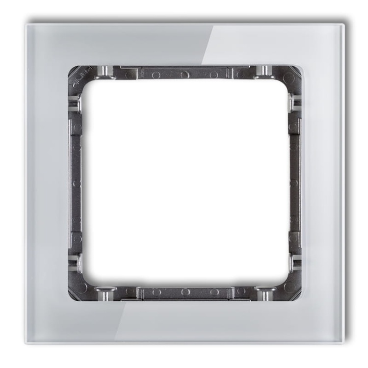 Ramka uniwersalna z efektem szkła, pojedyncza, szara z wypełnieniem grafitowy